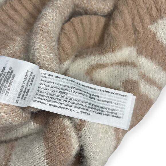 Hollister Tan Cream Swirl Knot Fuzzy Cropped Sweater Fall Winter Size Small - Picture 5 of 7